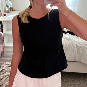 Black structured tie back bow top